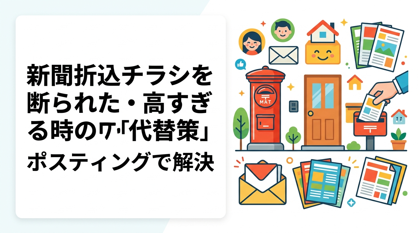 新聞折込チラシを断られた・費用が高い事業者へ。購読率低下で届かない層への代替手段としてポスティングの料金差・リーチ層の違いを実務的に解説します。