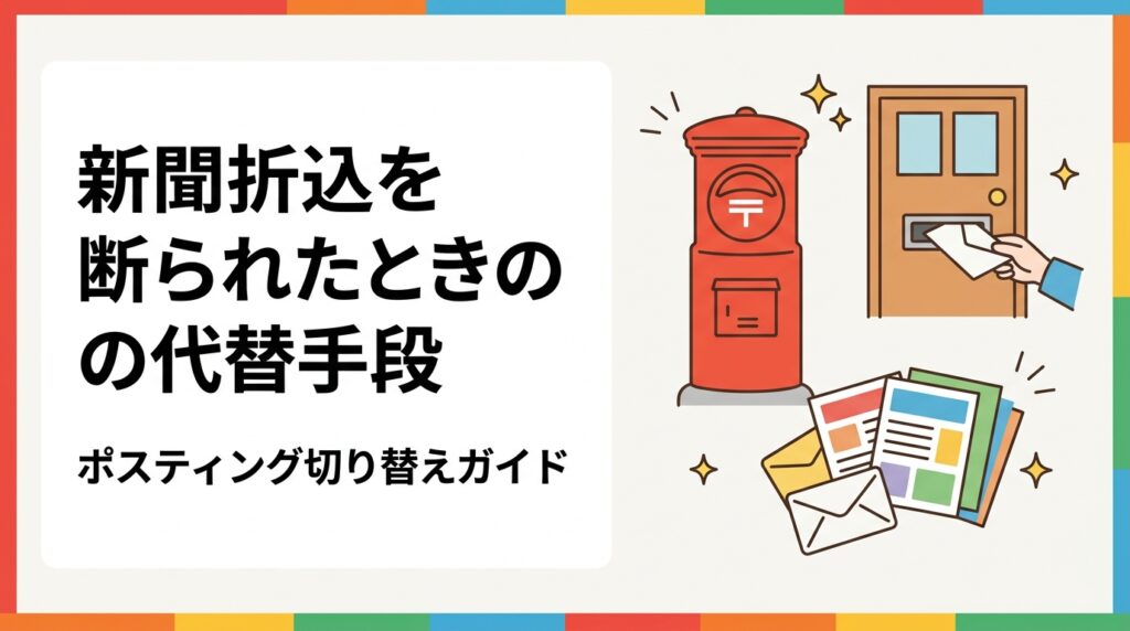 新聞折込を断られた・掲載を見送った事業者向けに、ポスティングへの切り替え方法・費用目安・メリットデメリットを実務的に解説。全国対応のポスティングくんが詳しく説明します。