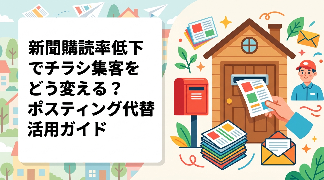 新聞折込の効果が年々落ちている原因と実態データを示しつつ、ポスティングが代替集客手段として有効な理由・向き不向き・実践ポイントをわかりやすく解説します。