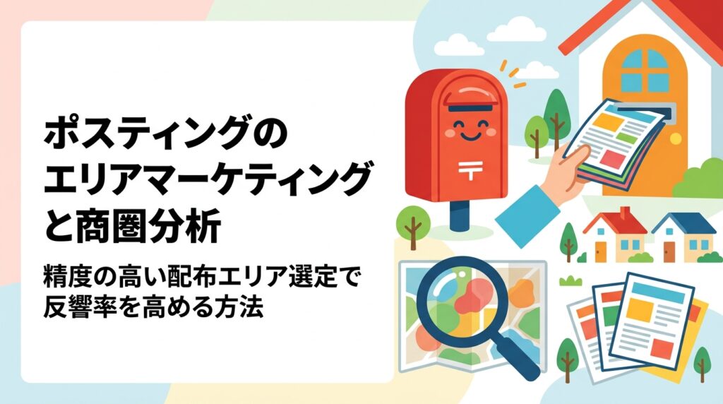 ポスティングの効果を左右するエリアマーケティングと商圏分析の実務を解説。業種別の適正半径・GIS活用・住宅地図を使った配布エリア選定まで、マーケティング担当者向けに具体的に紹介します。