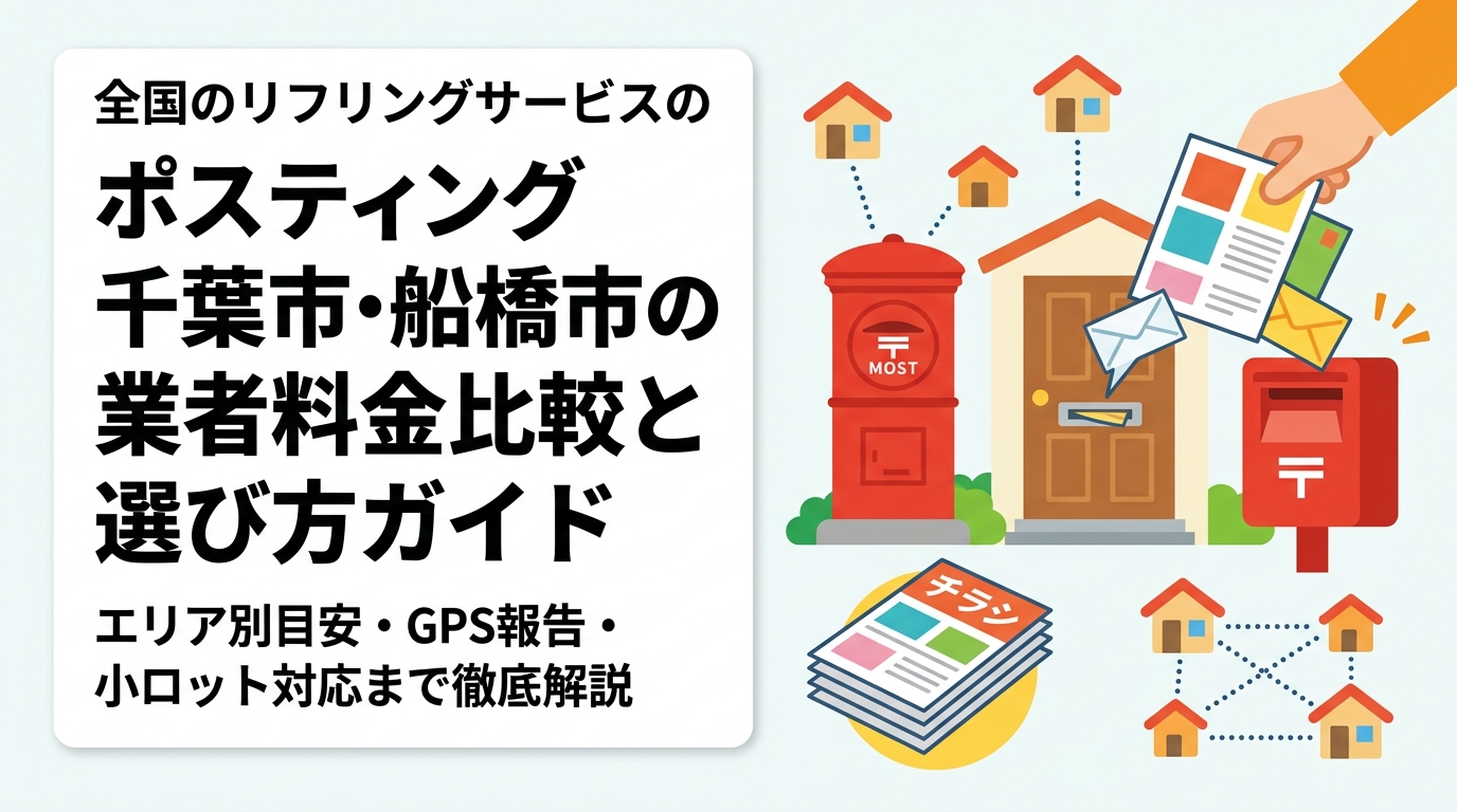 千葉市・船橋市でポスティングを検討中の事業者向けに、エリア別料金目安・業者の選び方・GPS配布報告の安心感・小ロット対応まで実務的に解説します。