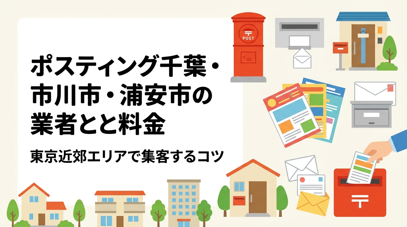 千葉県市川市・浦安市でポスティングを検討中の方へ。東京近郊住宅密集エリアの特性、配布料金の目安、小ロット対応、効果的な配布方法まで実務的に解説します。