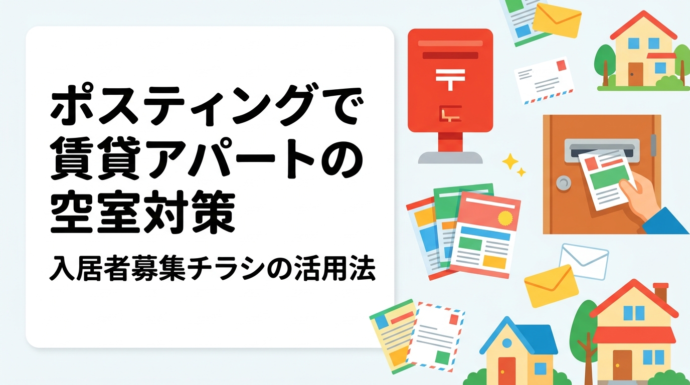 空室に悩む不動産オーナー・管理会社向けに、ポスティングを使った入居者募集の方法を解説。配布エリアの選び方・枚数目安・反響率の考え方・GPS報告による安心感まで実務的に紹介します。