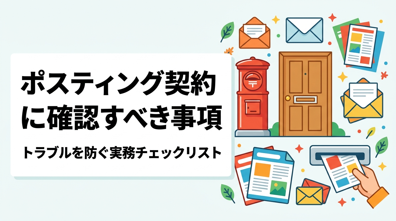 ポスティング業者と契約する前に確認すべき事項を徹底解説。GPS報告・追加料金・配布エリア・雨天対応など失敗事例を交えたチェックリストで初めての依頼でも安心。