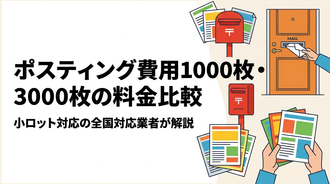 ポスティングの費用を1000枚・3000枚・5000枚で徹底比較。1枚あたりの料金目安・印刷費・消費税の扱いまで小規模店舗オーナー向けに実務的に解説します。