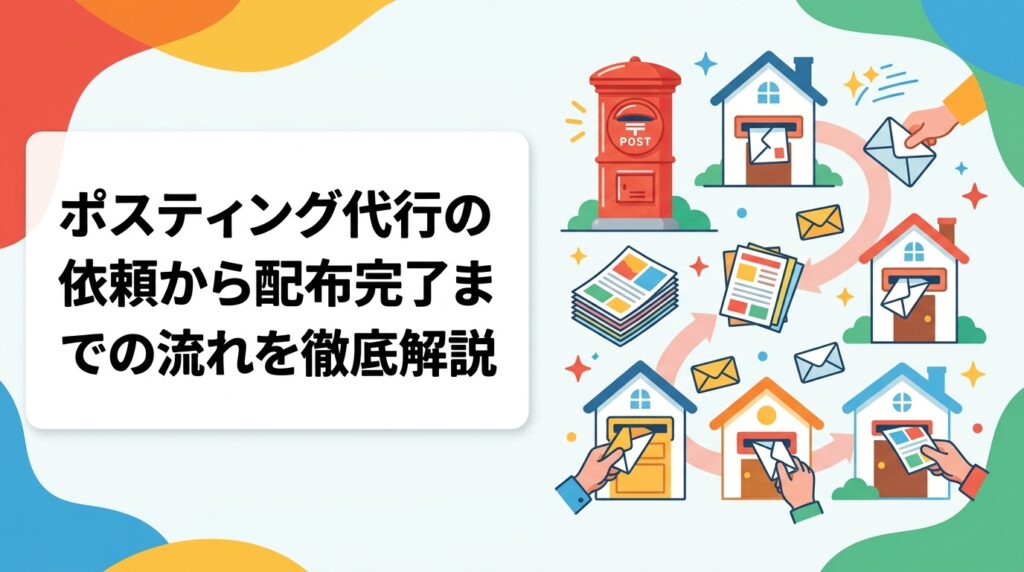 ポスティング代行を初めて外注する方へ。問い合わせ・見積もり・エリア確定・配布・GPS報告まで、依頼の流れをステップごとに詳しく解説。追加費用や配布漏れへの不安も解消します。