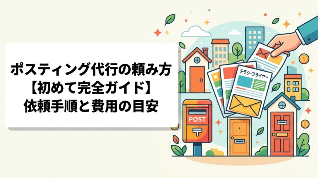 ポスティング代行を初めて依頼する方向けに、見積もりからGPS報告まで全5ステップを実務的に解説。料金目安・エリア選定のコツ・追加費用ゼロの明朗会計の見極め方も紹介します。