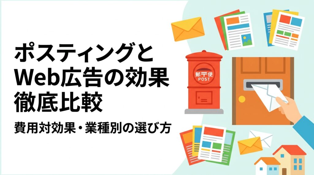 ポスティングとSNS広告・リスティング広告の費用対効果を目安数値で比較。反響率・配布コスト・向いている業種やエリアを実務視点で解説し、最適な広告選びをサポートします。