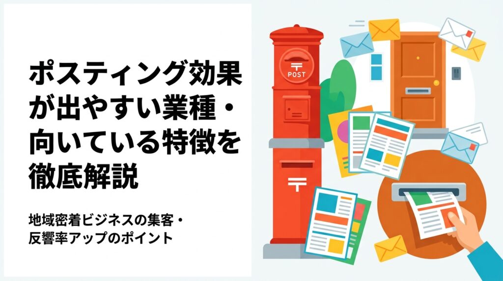 ポスティングで効果が出やすい業種とそうでない業種の特徴を実態に即して解説。デリバリー・不動産・リフォームなど地域密着型ビジネスの反響率を上げるポイントも紹介。