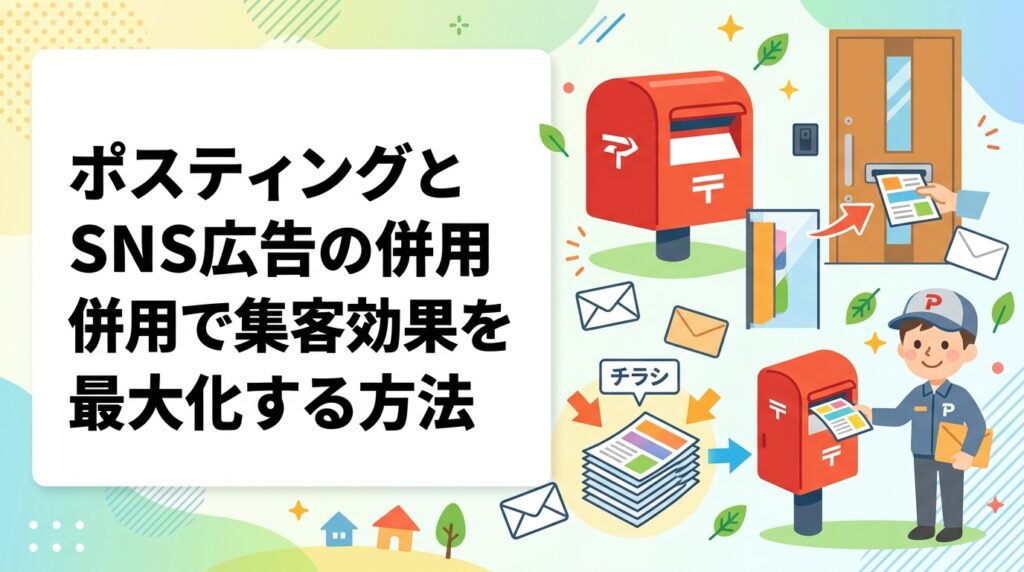 ポスティングとSNS広告の特性を比較しながら、業種・目的・予算に応じた効果的な併用戦略を解説。GPS配布報告や料金目安など実務的な情報も紹介します。