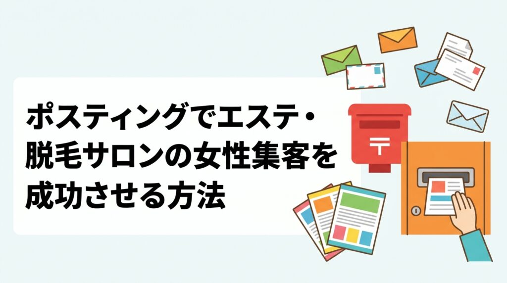 エステ・脱毛サロンがポスティングで女性集客を強化する方法を解説。女性比率の高いエリア選定、チラシデザインのコツ、配布方法の選択肢まで実務的に紹介します。