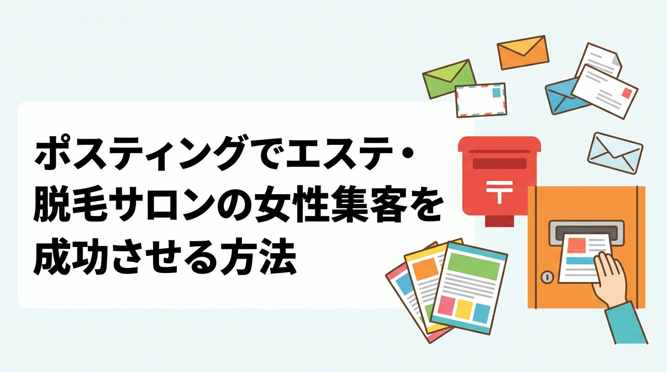 エステ・脱毛サロンがポスティングで女性集客を強化する方法を解説。女性比率の高いエリア選定、チラシデザインのコツ、配布方法の選択肢まで実務的に紹介します。