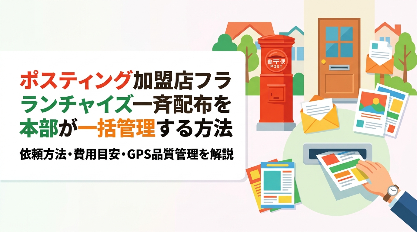 FC本部が全国の加盟店エリアへポスティングを一斉配布する際の依頼方法・費用目安・GPS品質管理の仕組みを実務担当者向けに解説します。