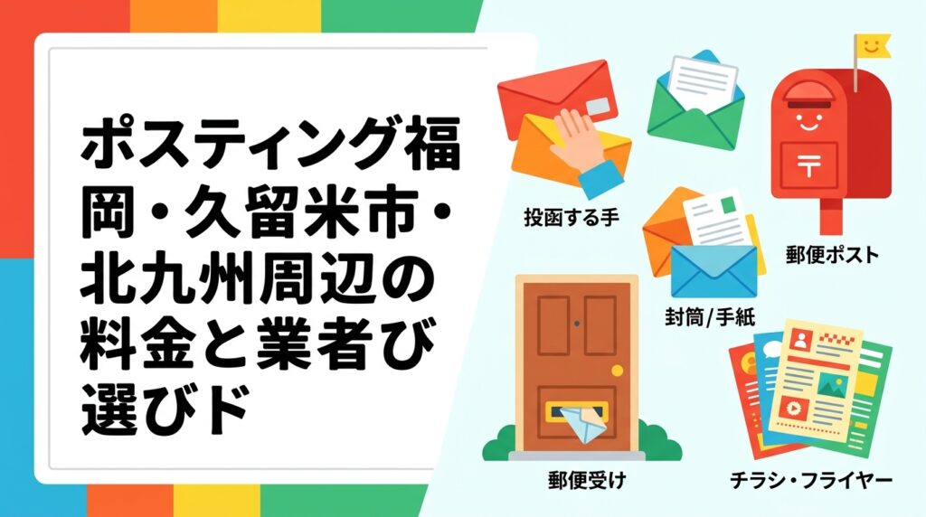 福岡県内の久留米市・北九州周辺でポスティングを検討中の事業者向けに、料金目安・配布方法・業者選びのポイントを実務的に解説。小ロット対応・GPS報告・明朗会計のポスティングくんにお気軽にご相談ください。