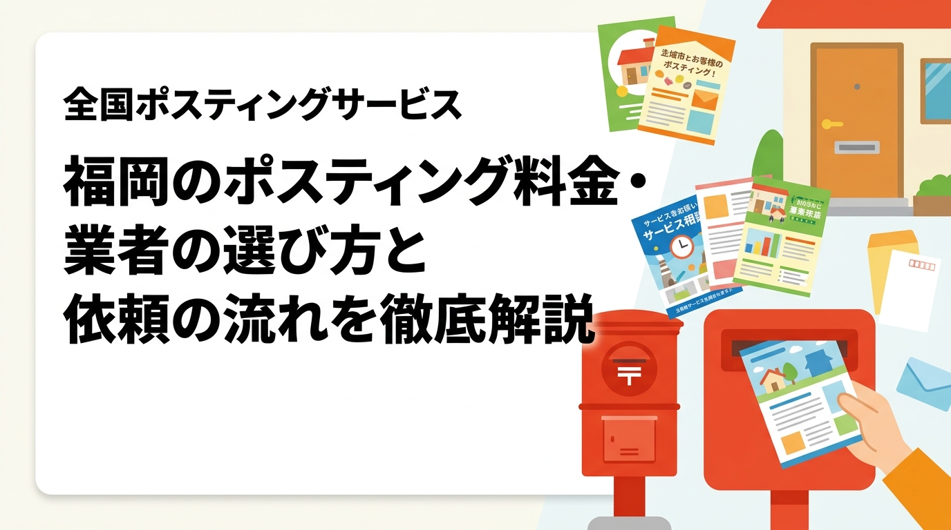 福岡でポスティングを依頼する際の料金目安・業者の選び方・配布方法・エリア特性を実務的に解説。チラシ配布で集客を目指す事業者向けに、依頼の流れや注意点もわかりやすく紹介します。