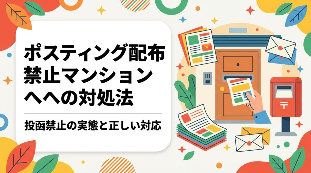 マンションへのポスティングで「投函禁止」シールや管理規約による制限に直面したら？管理組合の規制の実態から適切な対処法まで、集合住宅への配布を検討する事業者向けに具体的に解説します。