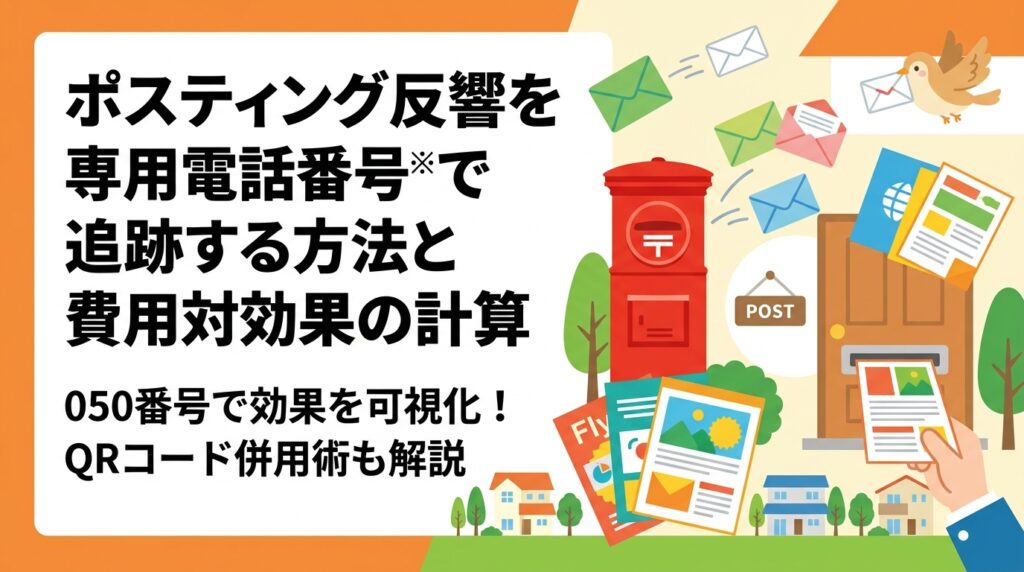 ポスティングの反響を専用電話番号（050番号）で正確に追跡する仕組みを実務的に解説。QRコードとの併用法や費用対効果の計算方法も具体的に紹介します。