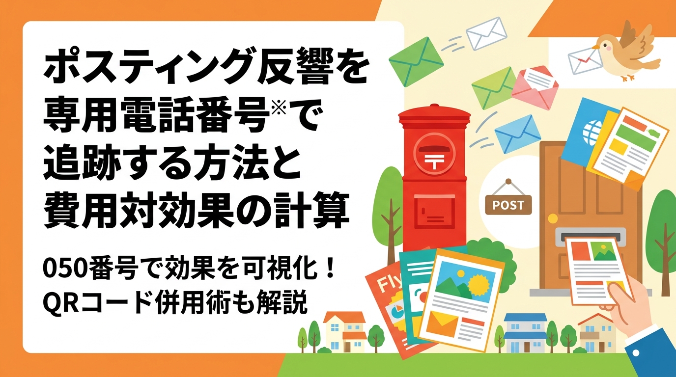 ポスティングの反響を専用電話番号（050番号）で正確に追跡する仕組みを実務的に解説。QRコードとの併用法や費用対効果の計算方法も具体的に紹介します。
