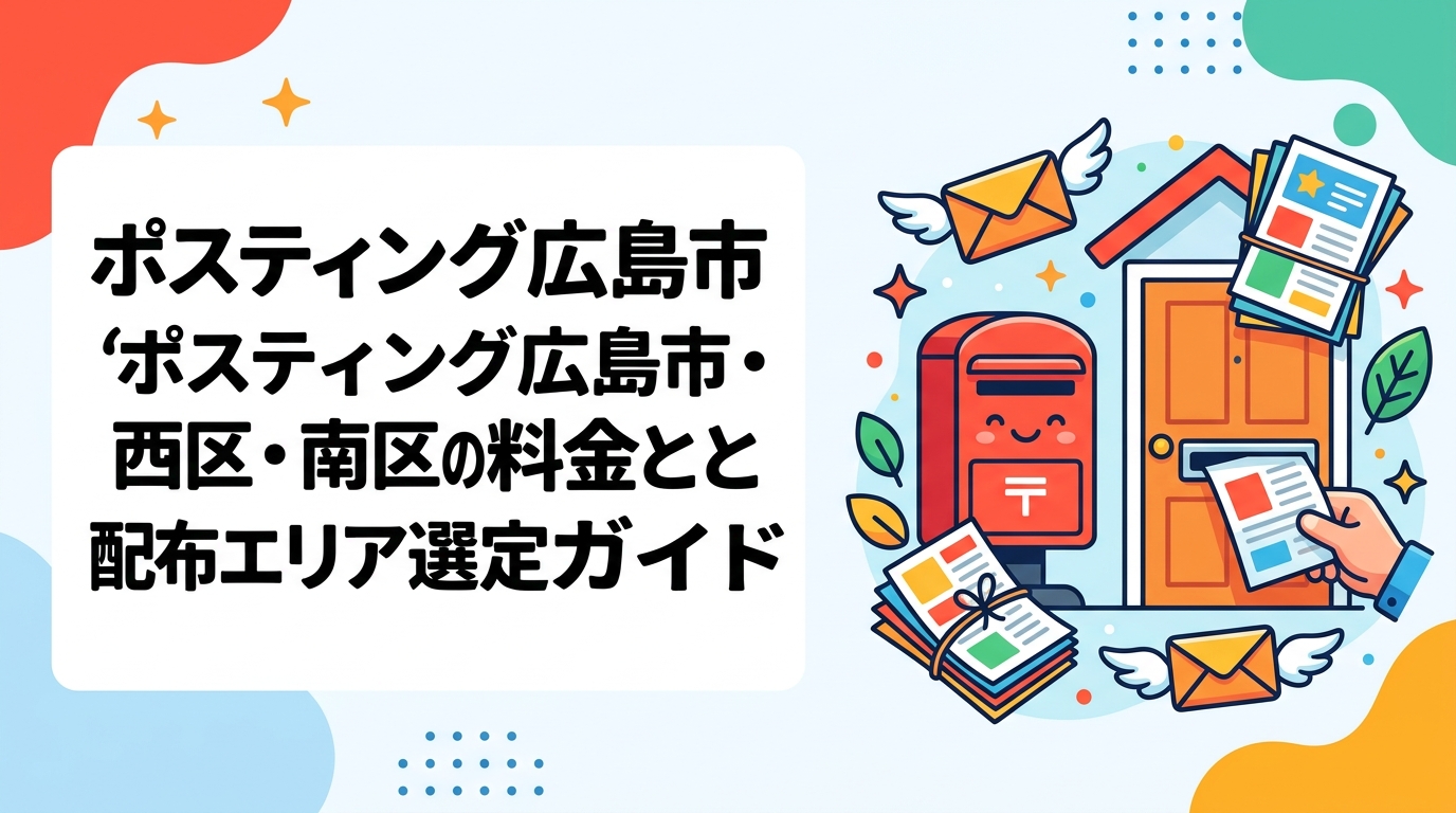 広島市でチラシ配布を検討中の販促担当者向けに、西区・南区など区ごとの住宅分布の違いや配布エリアの選び方、ポスティング料金の目安、全国対応業者に依頼するメリットを実務的に解説します。