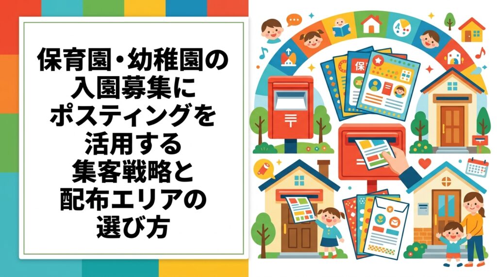 保育園・幼稚園・子育て支援施設の入園募集にポスティングを活用する方法を解説。子育て世帯が集まるエリアへの絞り込み配布の考え方やチラシ表現の注意点まで実務的に紹介します。
