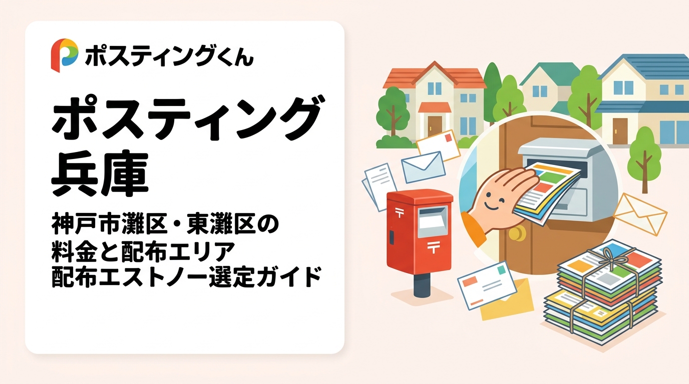 神戸市灘区・東灘区でポスティングをお考えの方へ。配布料金の目安・エリア特性・集合住宅比率・効果的な配り方まで実務的に解説。全国対応のポスティングくんへご相談ください。