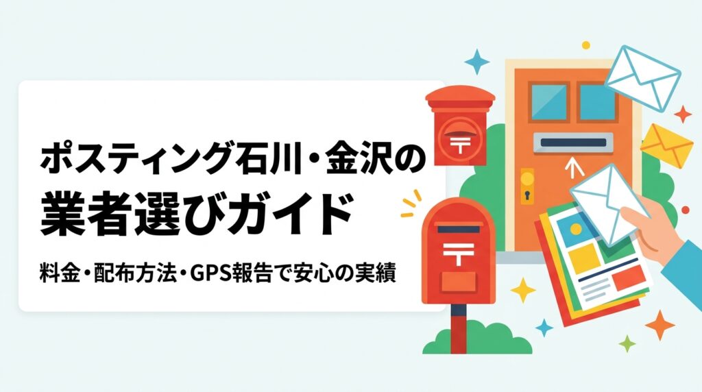 石川県・金沢市でポスティングを検討中の方へ。1枚あたりの料金目安・配布方法の種類・GPS報告で配布状況を可視化する業者の選び方まで実務的に解説します。