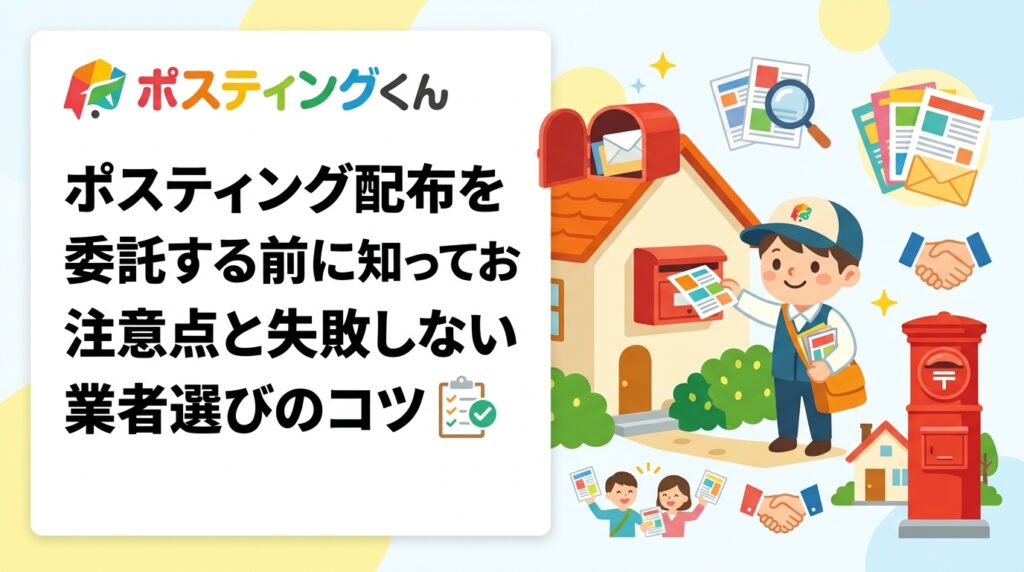 ポスティング配布を外注する際の注意点を徹底解説。配布されない・クレーム放置・追加料金など実際の失敗例をもとに、GPS報告や明朗会計など信頼できる業者の選び方を具体的にご紹介します。