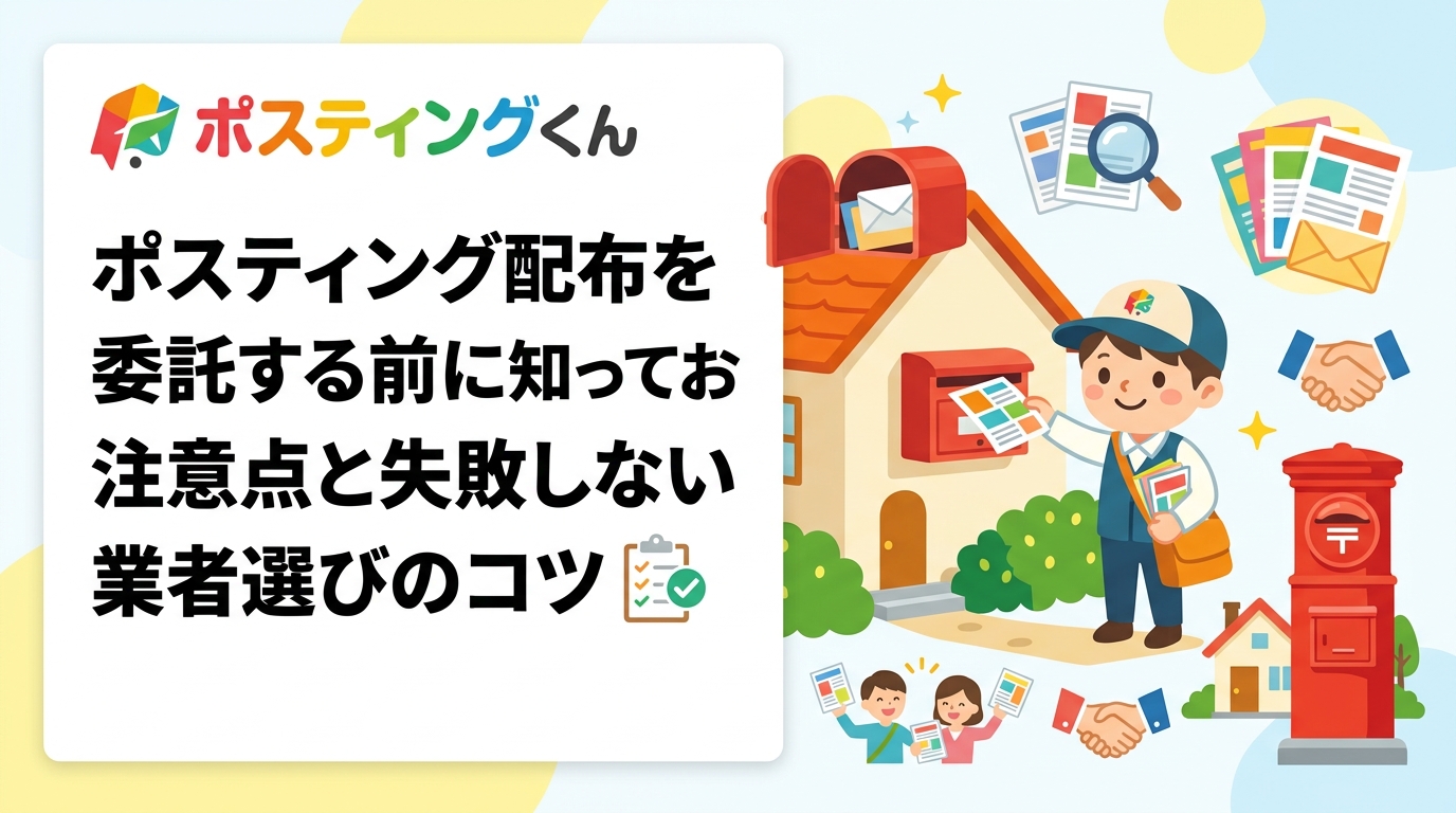 ポスティング配布を外注する際の注意点を徹底解説。配布されない・クレーム放置・追加料金など実際の失敗例をもとに、GPS報告や明朗会計など信頼できる業者の選び方を具体的にご紹介します。