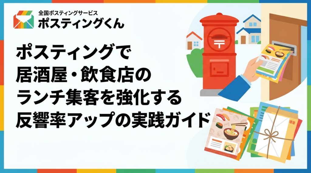 ポスティングで居酒屋・飲食店のランチ・夜の集客を強化するコツを解説。チラシの内容・サイズ・配布エリア選定・反響率の目安まで実務的にわかります。