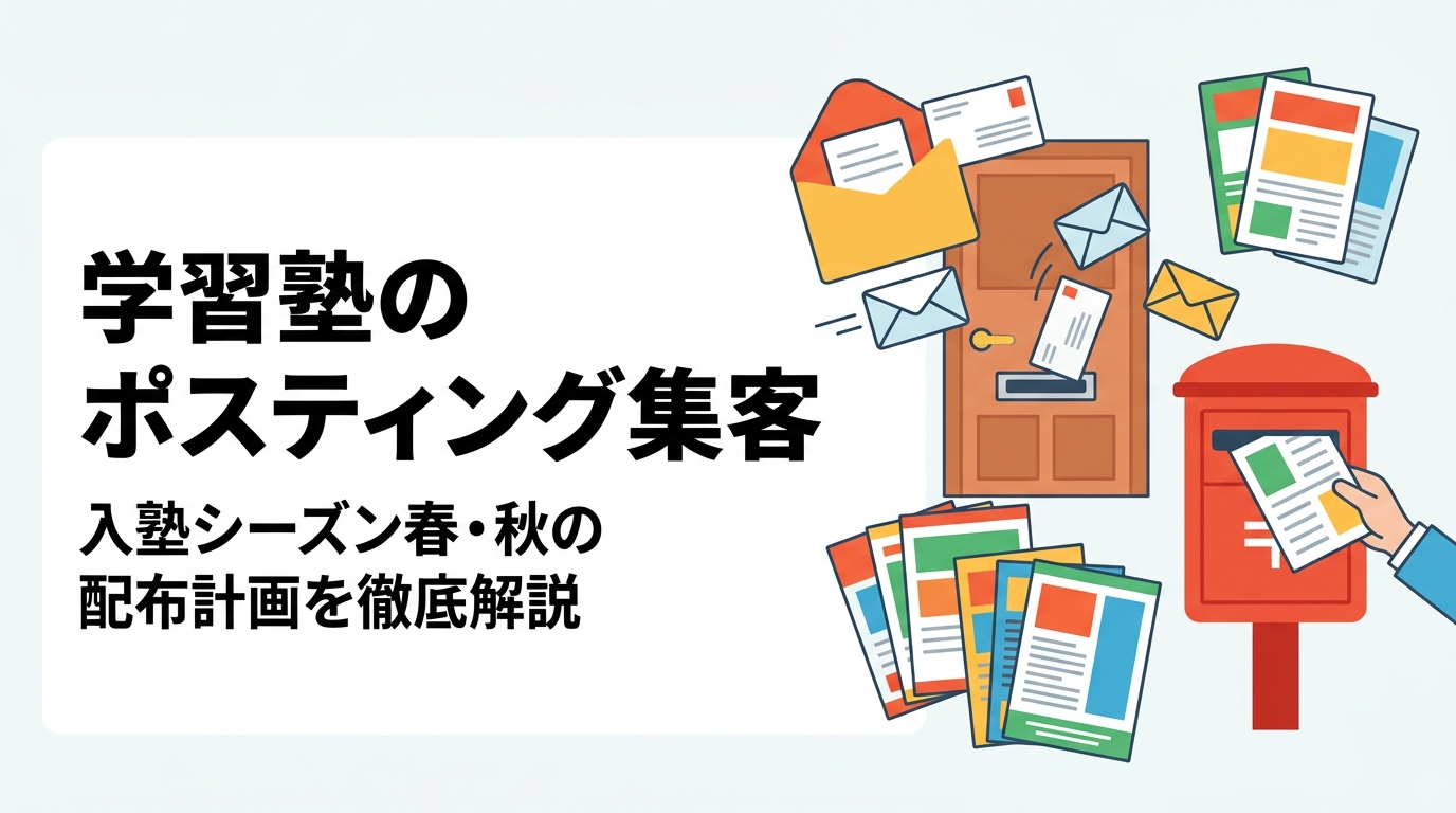 学習塾の入塾検討が増える春(2〜4月)・秋(9〜10月)に合わせたポスティング配布計画を解説。ファミリー層への効果的なチラシ配布方法や、反響率を高めるチラシ要素も具体的に紹介します。
