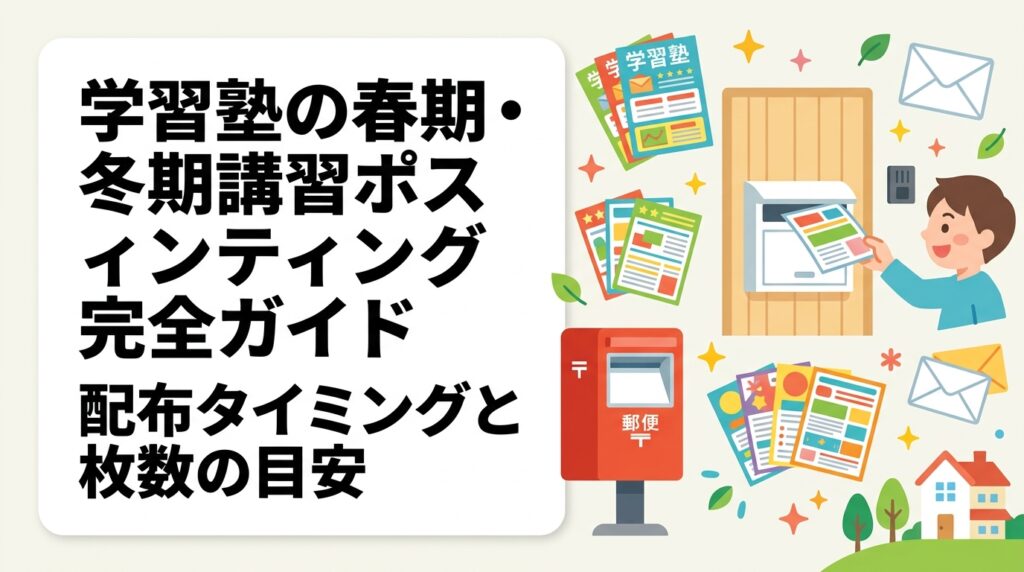 学習塾・予備校が春期・冬期講習の生徒募集チラシをポスティングする際の最適な配布時期・枚数・エリア選定・チラシ内容のコツを実務目線で解説。反響率の目安や注意点も紹介します。