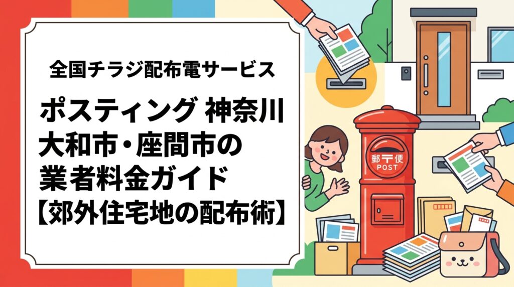 神奈川県大和市・座間市のポスティング業者料金を徹底解説。一戸建て比率が高い郊外住宅地ならではの軒並み配布と集合住宅配布の使い分けや、GPS報告で安心の株式会社ポスティングくんの特徴も紹介。