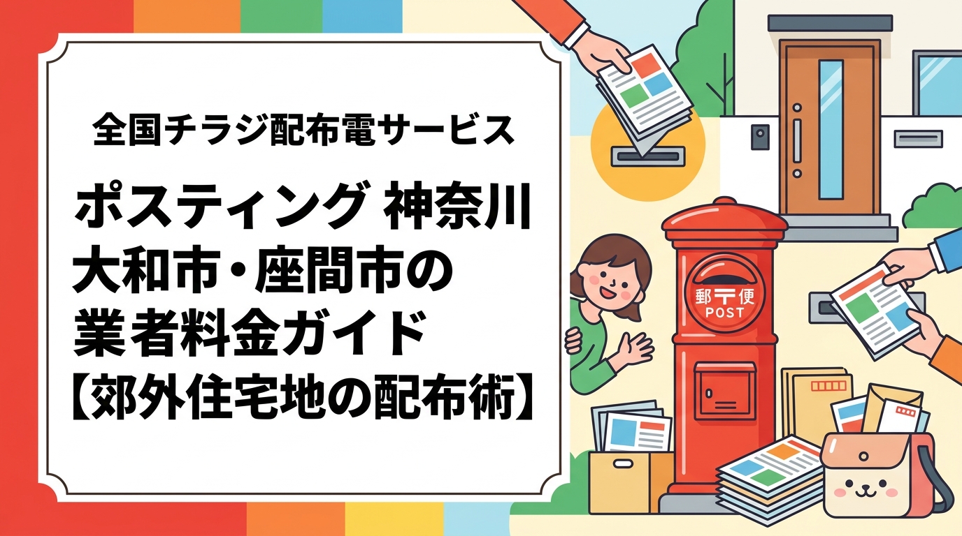 神奈川県大和市・座間市のポスティング業者料金を徹底解説。一戸建て比率が高い郊外住宅地ならではの軒並み配布と集合住宅配布の使い分けや、GPS報告で安心の株式会社ポスティングくんの特徴も紹介。