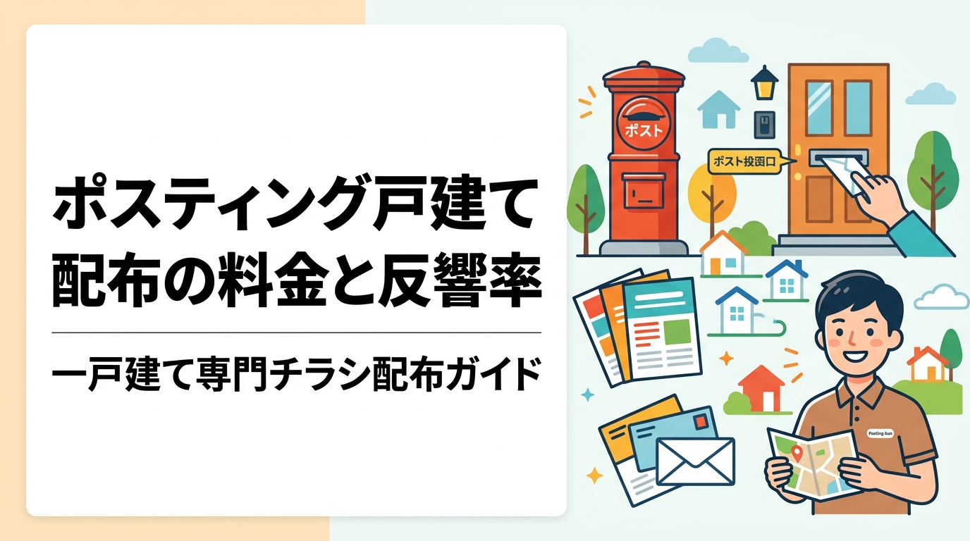 戸建て・一戸建てへのポスティング料金の目安や反響率、集合住宅との違い、GPS報告による配布漏れ防止まで実務的に解説。不動産・リフォーム・飲食店の販促担当者必読。
