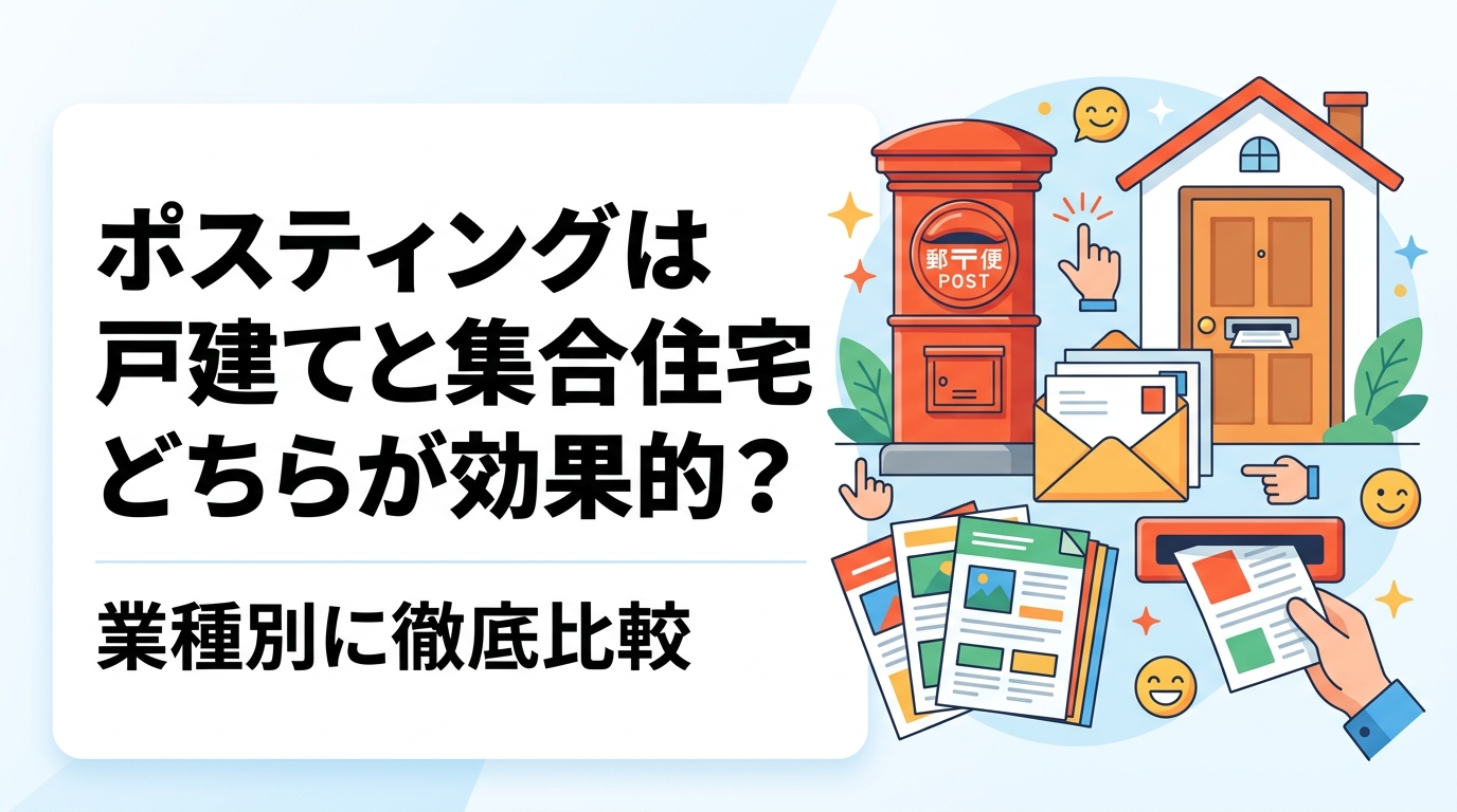 ポスティングの配布先を戸建てにするか集合住宅にするか迷っている方へ。業種別の向き不向き・反響率の目安・選び方のポイントを実務的に解説します。