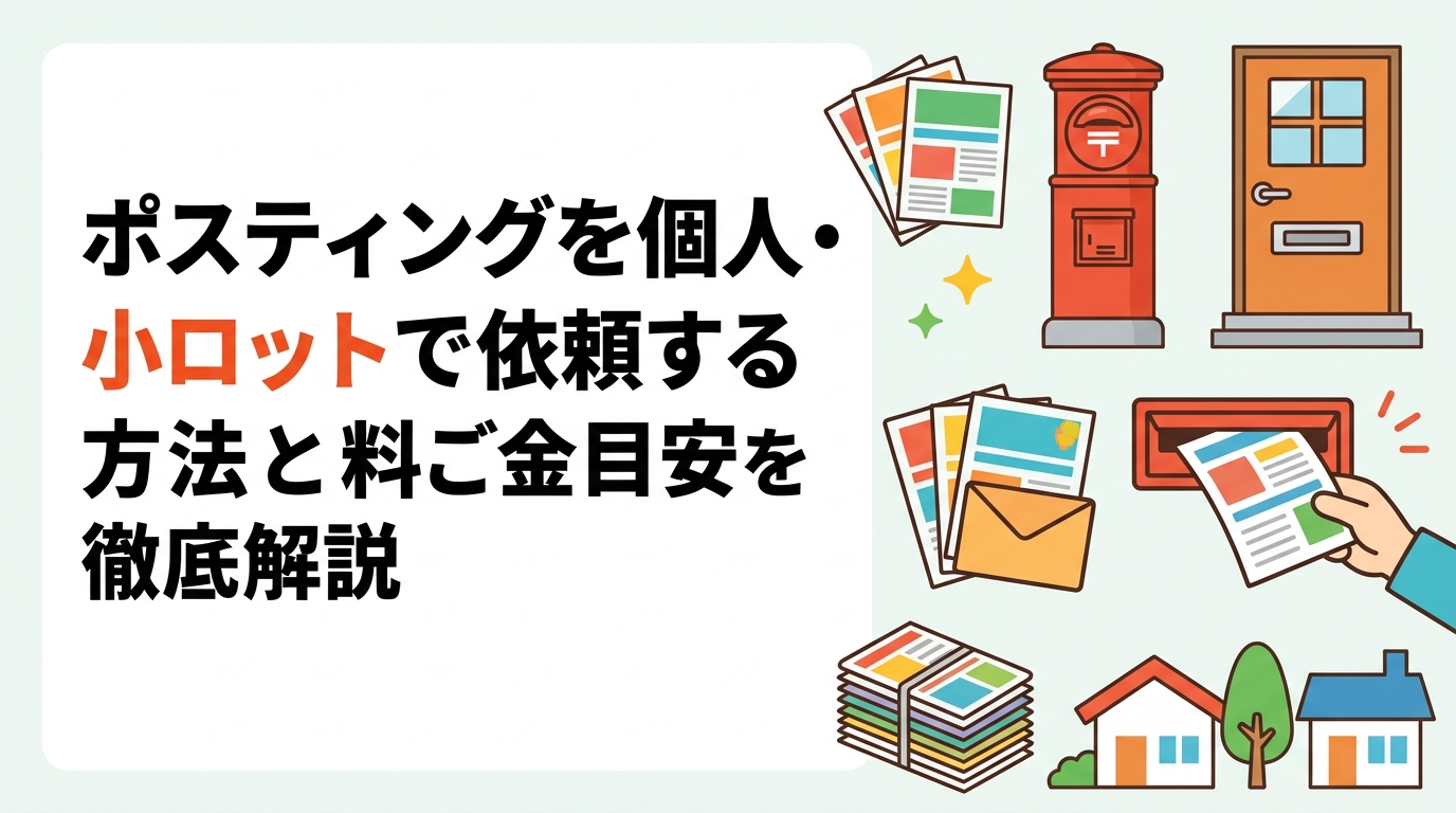 個人や小規模事業者がポスティングを少量から依頼する方法・料金目安・最低ロットの考え方を実務的に解説。GPS配布報告で安心の株式会社ポスティングくんが小ロット対応の全国サービスを提供中。