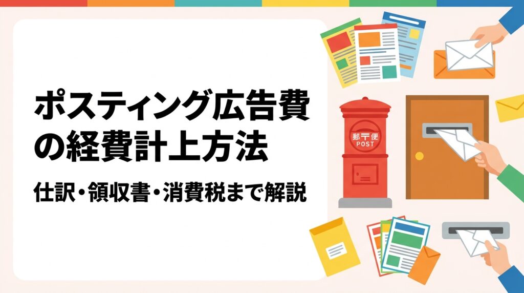 ポスティング代行費用の経費計上方法を実務的に解説。広告宣伝費の仕訳、領収書・請求書の取得、消費税の扱い、印刷費との区分けまでわかりやすく説明します。