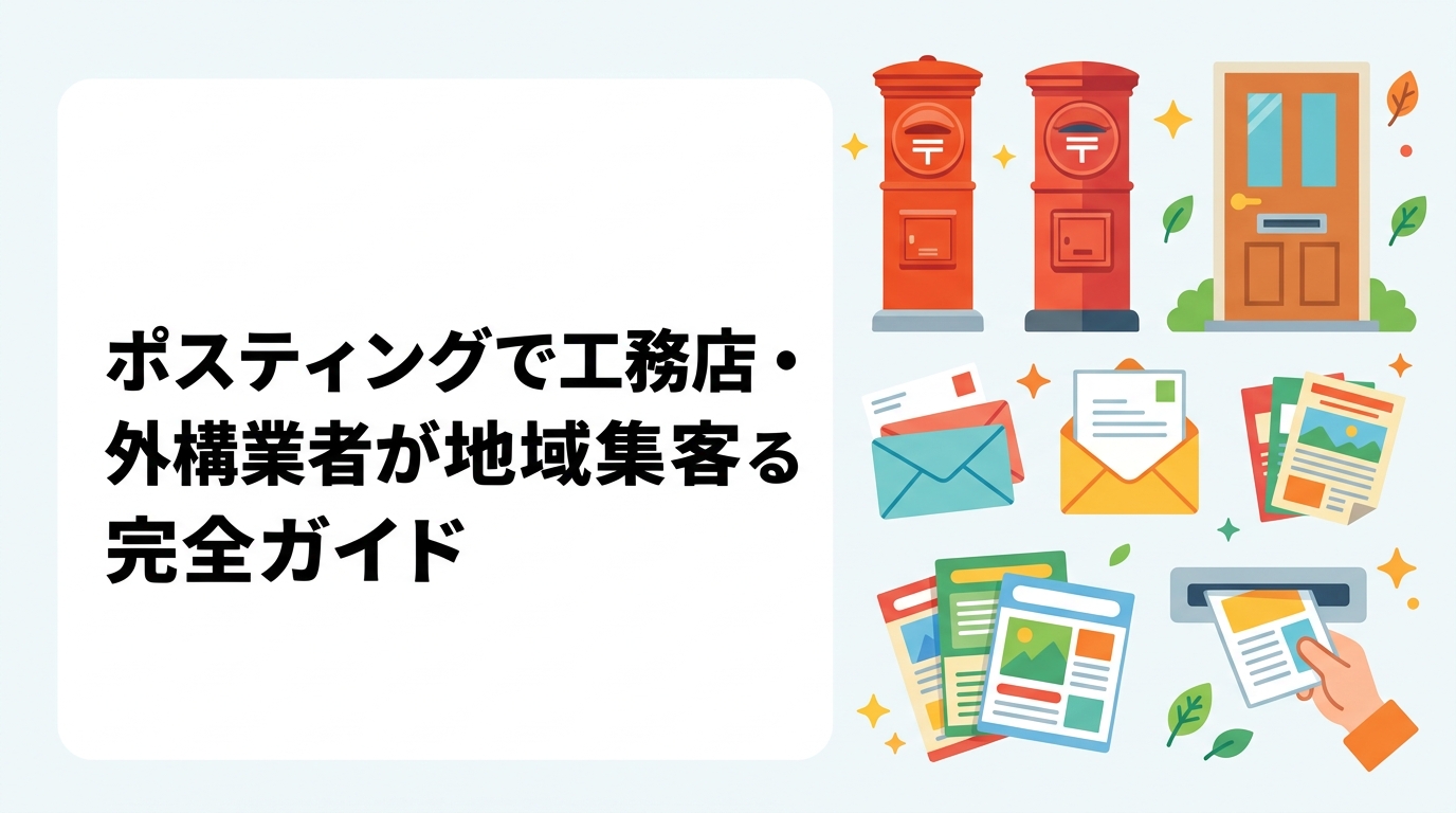 工務店・外構業者のポスティング集客を徹底解説。商圏を絞ったエリア指定配布の活用法、小ロット対応、反響目安、配布設計のコツまで実務的に紹介します。