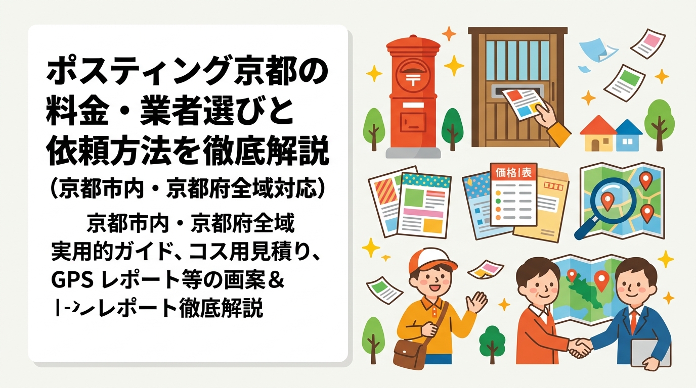 京都市内・京都府でポスティングを依頼したい事業者向けに、料金目安・業者の選び方・エリア特性・配布方法の選択まで実務的に解説します。GPS報告で安心の全国対応業者も紹介。