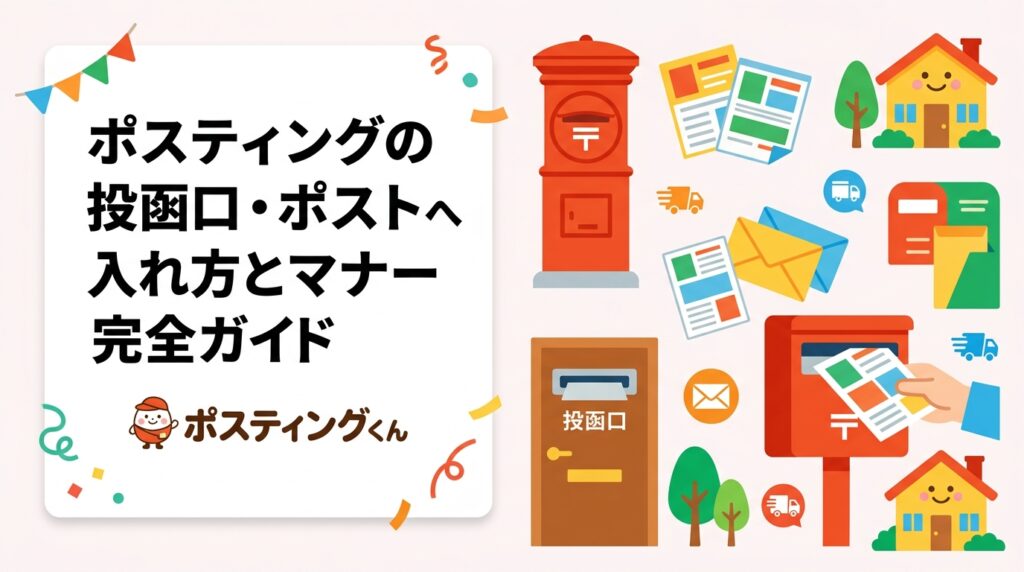 ポスティングのポストへの入れ方・投函マナーを徹底解説。折り方・お断りシール対応・クレームにつながるNG行為など実務的なポイントを紹介。業者委託でマナー品質を担保する方法も。