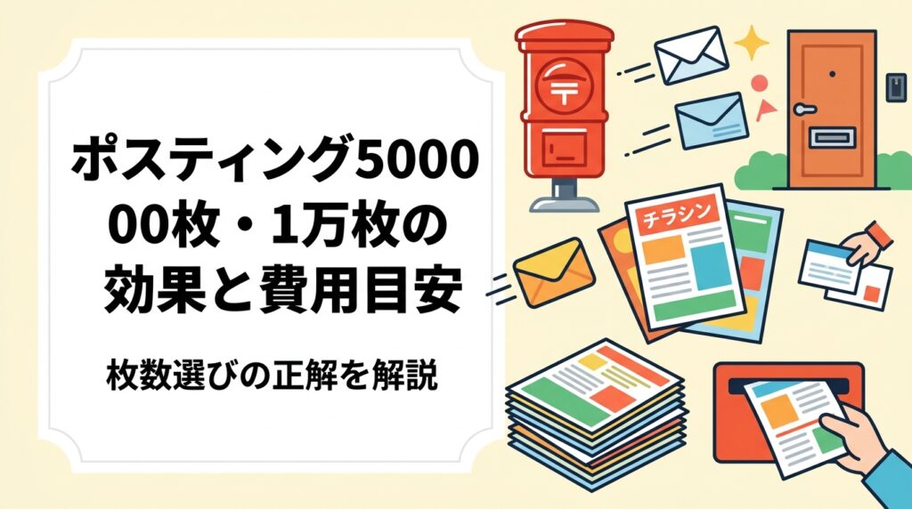 ポスティング5000枚・1万枚の配布コストと反響の目安を実務視点で解説。商圏の広さとの関係や追加発注の判断基準、小ロット対応まで初めて依頼する方に向けてわかりやすく紹介します。