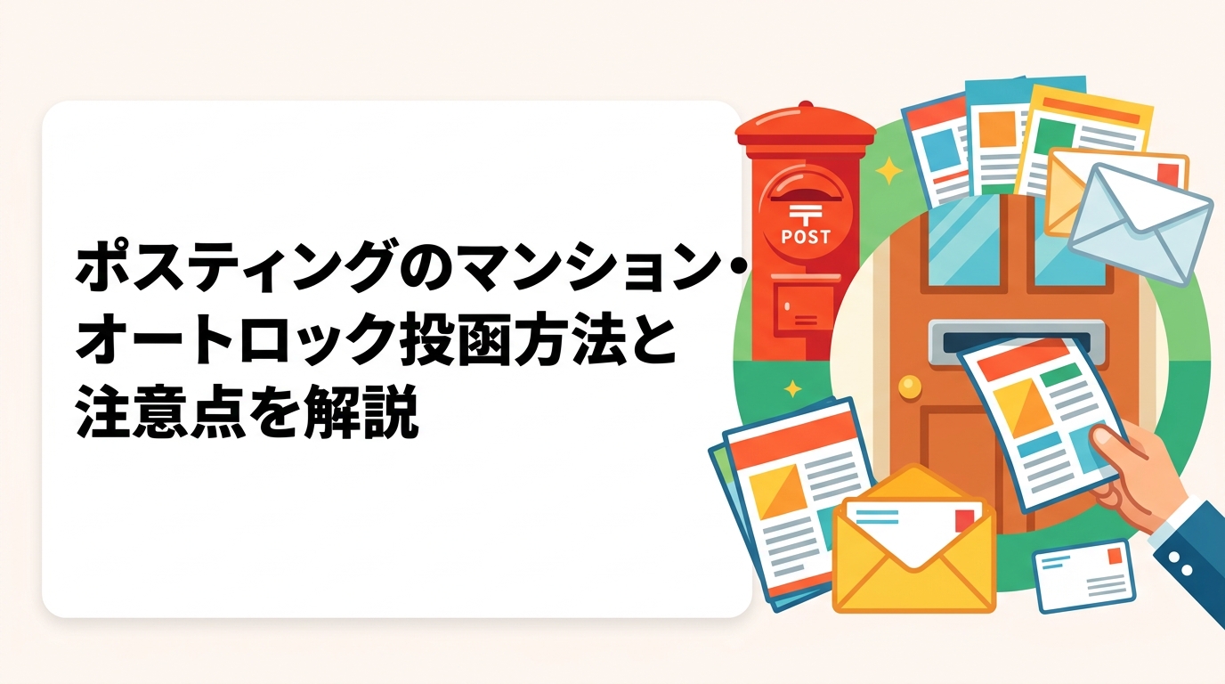 マンションへのポスティングはオートロックや管理組合の許可が壁になります。投函口の種類・許可取得・断り表示への対応・クレームリスクまで実務的に解説します。