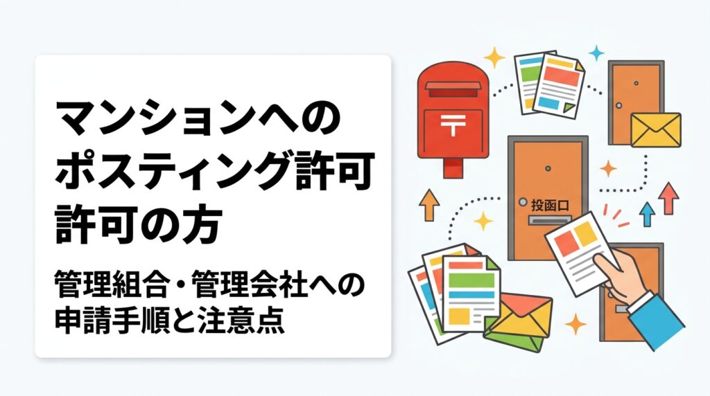 マンションへのチラシ配布で必要な管理組合・管理会社への許可申請の流れを実務的に解説。禁止表示への対処法や無断投函リスク、代行業者選びのポイントまで詳しく説明します。