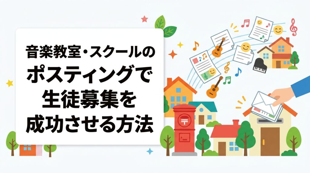 音楽教室・スクールの生徒募集にポスティングが効果的な理由を解説。春の新生活シーズンの活用法、近隣住宅地への配布密度と反響率の目安、QRコード活用まで実務的に紹介します。