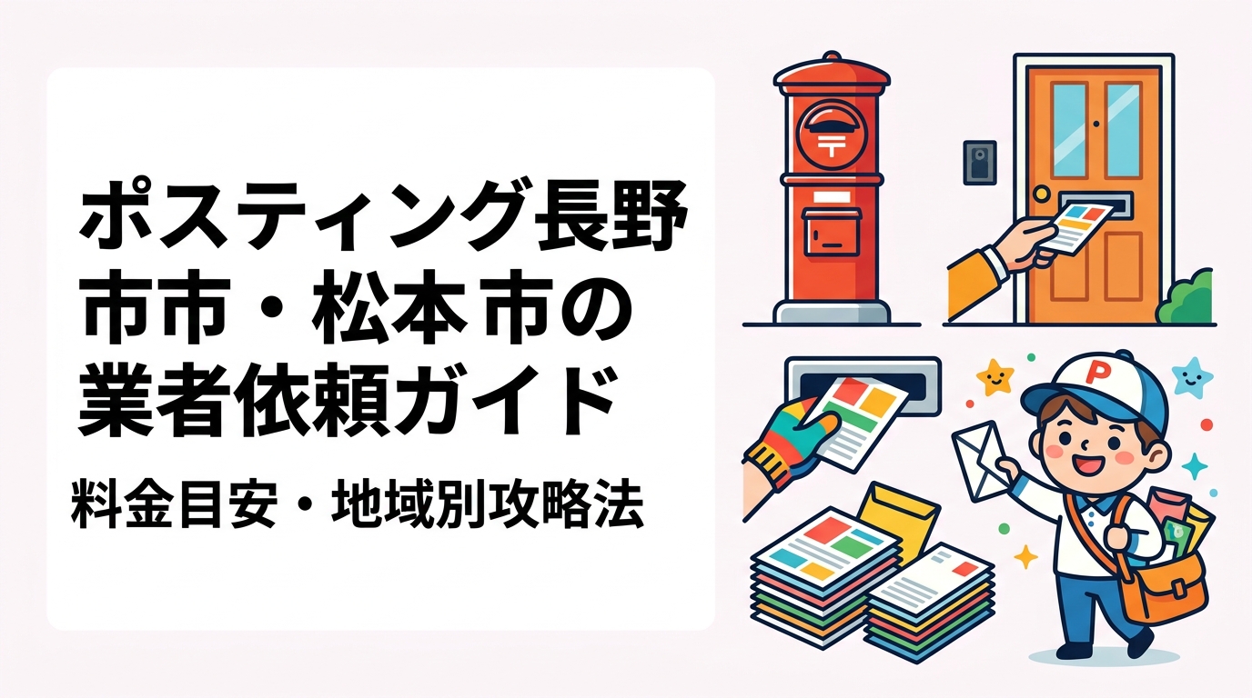 長野市・松本市でポスティングを依頼したい事業者向けに、料金目安・配布エリアの選び方・山間部の難易度・業種別活用法を実務的に解説。GPS報告で安心の全国対応業者への依頼方法も紹介。