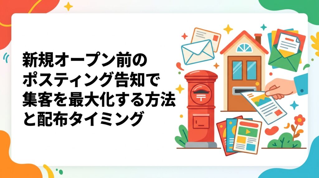 新規開業・新店オープン前のチラシ配布で集客を最大化するには、配布タイミングと来店までの期間を考慮したスケジュールが重要です。具体的な方法と成功のコツを解説します。