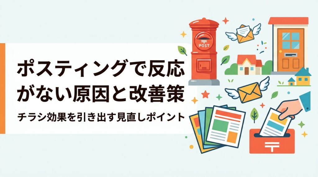 ポスティングで反応がない原因を「エリア・チラシ内容・オファー・配布量・タイミング」の5軸で切り分け、具体的な改善策をわかりやすく解説。費用対効果の計算例や継続検証の考え方も紹介します。