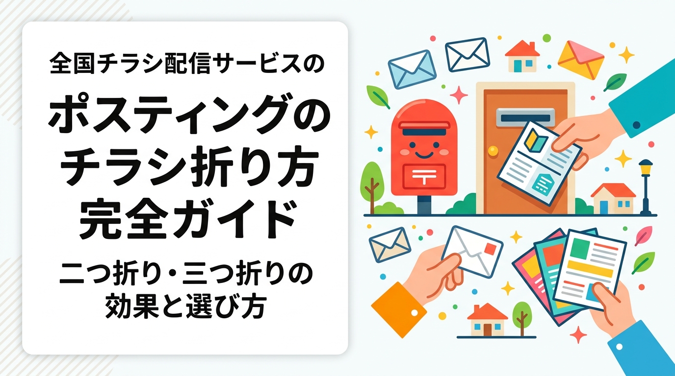 ポスティングのチラシ折り方(折りなし・二つ折り・三つ折り)を徹底比較。視認性・開封率・料金目安・業種別の向き不向きを実務的に解説。配布効果を高める折り方選びの参考に。