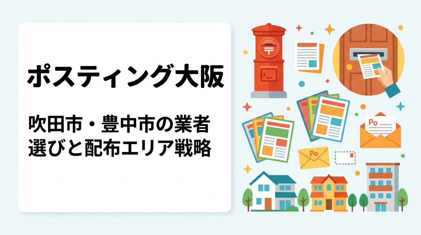 吹田市・豊中市でポスティングを検討中の飲食・美容・不動産業者向けに、エリア特性・料金目安・GPS配布確認の強みをわかりやすく解説。業者選びの失敗しないポイントも紹介。