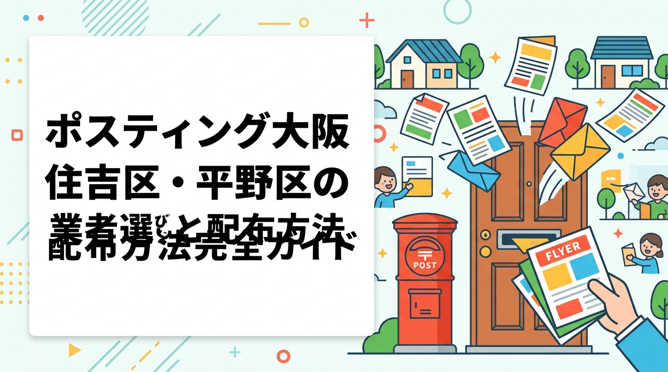 大阪市住吉区・平野区でポスティングを検討中の飲食・サービス業の方へ。業者の選び方から配布方法の使い分け、料金目安まで実務的に解説します。